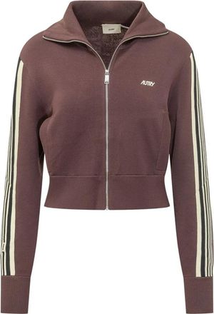 Autry Gebreid Viscose Volledige Rits Jas - Dames - Vesten met rits - Bruin - M - Nylon - Hoodies & sweatvesten