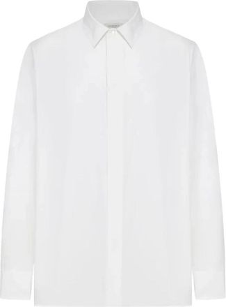 Saint Laurent Overhemden, Heren, Wit, L, Klassiek Poplin Overhemd met Kraag