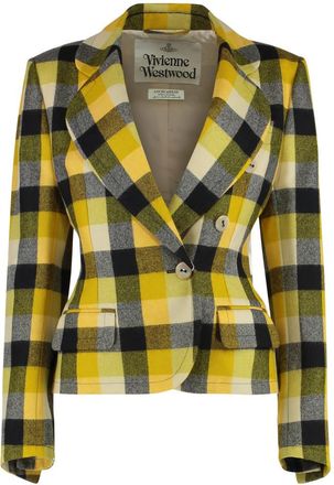 Vivienne Westwood Yellow Checks Shawl Blazer