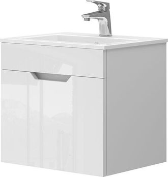 Vicco Conjunto De Muebles De Ba&ntilde;o Stefanie, Blanco Alto Brillo, 2 Partes, Con Lavabo