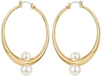 Vince Camuto Faux Pearl Hoop Earrings in Gold at Nordstrom Rack