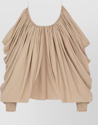 Balmain off shoulder draped top long sleeves