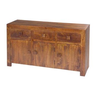 Jaipur Furniture 3 Door 3 Drawer Sideboard - Mango Wood - L45 x W135 x H76 cm - Dark Finish in Brown