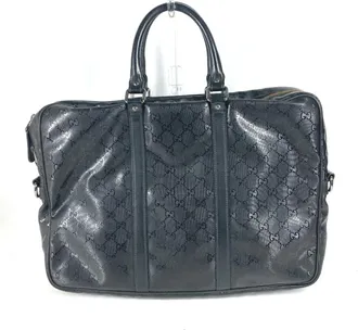 Gucci Gg Imprim&eacute; Black Gg Imprim&eacute; Briefcase (Pre-Owned)