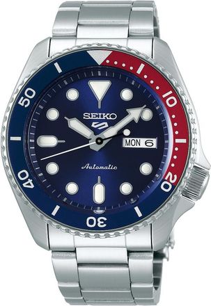 Seiko 5 Automatic Blue Dial Pepsi Bezel Mens Watch SRPD53