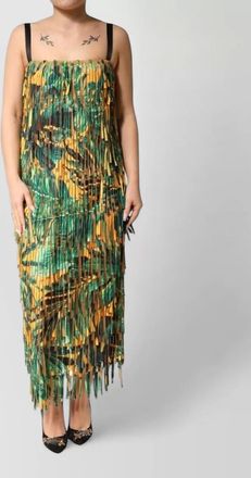 Dolce & Gabbana tropical print fringe midi dress