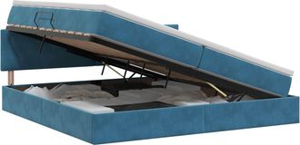 vidaXL Cama Con Almacenamiento Azul Oscuro 200 X 200 Cm Terciopelo Vidaxl