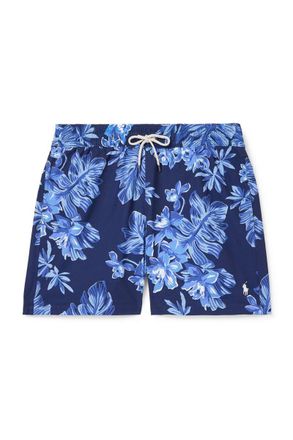 Polo Ralph Lauren Traveler Straight-Leg Mid-Length Floral-Print Seersucker Swim Shorts