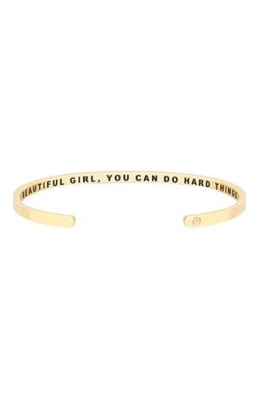 Mantra Beautiful Girl, You Can Do Hard Things bracelet in Inside - Yellow Gold at Nordstrom