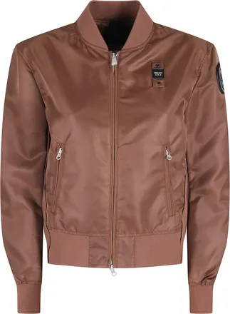Blauer Brown Laurie Ribbed Elastic Trim Polyamide Bomber Jacket