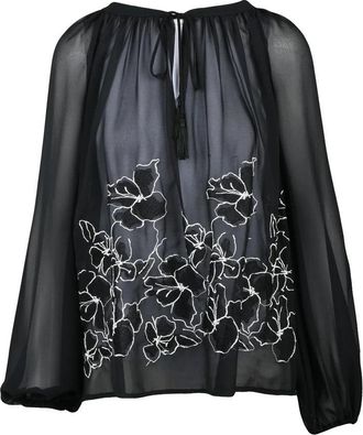 Ermanno Scervino Voile Blouse Puff Sleeves Black