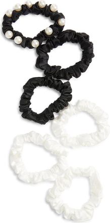 Chelsea28 6-Pack Satin Ponytail Holders in Black/White at Nordstrom