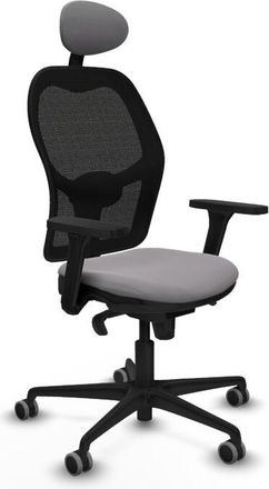 Piqueras y Crespo Piqueras Y Crespo - Jorquera Sincro Malla Negra Similpiel Gris Brazos 3d Base Nailon Cabecero Fijo Ruedas 65mm Engomada