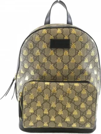 Gucci Beige Black Gg Supreme Backpack (Pre-Owned)