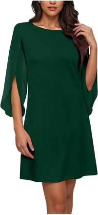 Generic Dyhxuan Womens Dress Elegant Chiffon Dresses Short Cocktail Dress 3/4 Sleeve Evening Dress Light Airy Summer Dresses Elegant Party Dress Knee-Length P