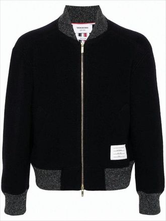 Thom Browne Tricolor Stripe Wool Bomber Jacket
