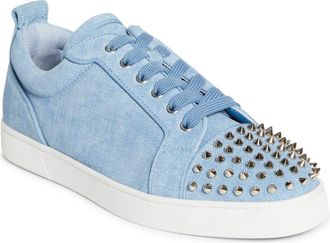 Christian Louboutin Louis Junior Spikes Orlato Sneaker in Ceruleo/Silver at Nordstrom, Size 11.5Us