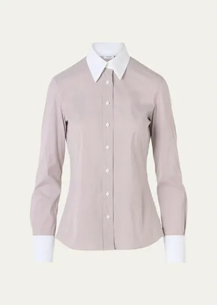 Akris Stripe Stretch Cotton Poplin Shirt