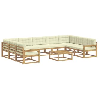 vidaXL Conjunto De Sof&aacute;s De Exterior 10 Uds. Blanco Y Crema Vidaxl
