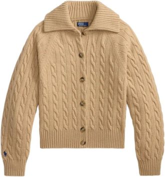 Polo Ralph Lauren Kabel gebreid vest - Dames - Truien - Beige - Maat: M Wol