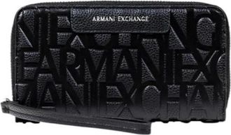 A|X Armani Exchange Stijlvolle Zip-Around Portemonnee met Vakken - Dames - Portefeuilles - Zwart - ONE Size - Polyester - Accessoires