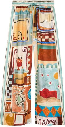 Alemais Alemais Michelle Printed Wide-leg Silk Trousers - Multicoloured - 16 (UK16 / XL)