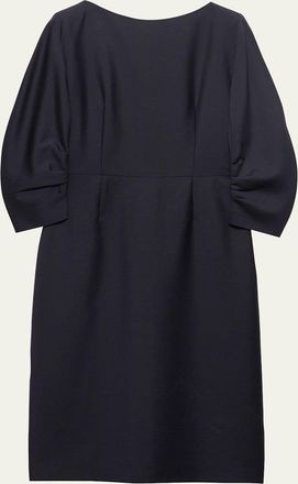 Prada Darted Mohair Wool Boat-Neck Midi Dress