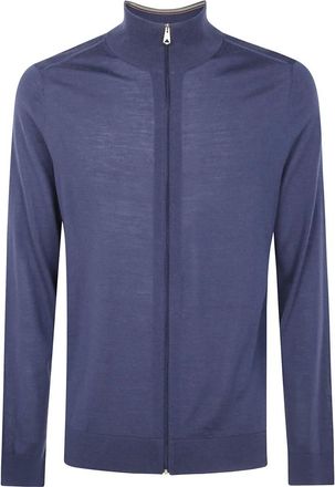 Paul Smith Cardigan Zip Thru - Heren - Vesten - Blauw - 2XL - Wol - Truien & Vesten