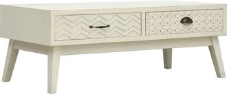 vidaXL Vidaxl - Mesa De Centro Con 2 Cajones Tallados Madera Gris 110x50x40 Cm