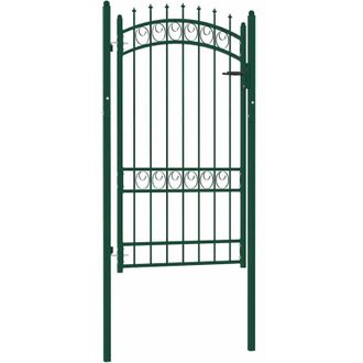 vidaXL Puerta De Valla Con Picos Acero Verde 100x175 Cm Vidaxl