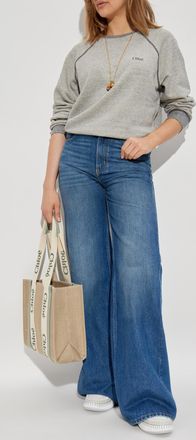 Chloé Sweatshirt With Embroidered Logo, Womens, Grey