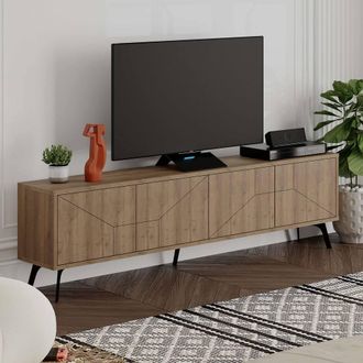 Decortie Dune Modern TV Unit Multimedia Centre 180cm in Dark Brown | Size: 2 Pack