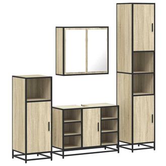 Berkfield Home 4&not;Piece Bathroom Furniture Set&not;Sonoma Oak Engineered Wood in Light Brown