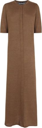Cortana Morgan Midi Jurk - Dames - Kleedjes - Beige - 2XS - Linnen - Kleedjes