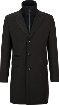 HUGO BOSS Mens Hyde Solid Patterned Flap Pocket Over Coat in Grey - Size 40 (Chest)