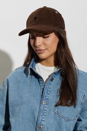 Ami Corduroy Baseball Cap, Unisex, Brown
