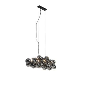 QAZQA Dise&ntilde;o L&aacute;mpara Colgante Inteligente Negra Con Cristal Ahumado 8 Luces Incl. 8 Wifi G9 - Uvas Vidrio /acero Esfera /redonda Adecuado Para Led Max. 8 X 