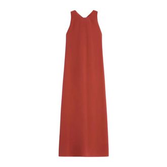 Aspesi Midi Dresses, female, Orange, Size: M Long Crepe de Chine Dress