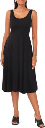 Chaus Fit & Flare Tank Midi Dress in Black at Nordstrom, Size Medium