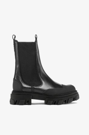 Ganni Black Cleated Mid Chelsea Boots in - Size 10 Recycled Leather