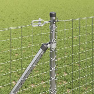 Berkfield Home Full Fence Posts Set with Spike Set of 26 Silver Galvanised steel