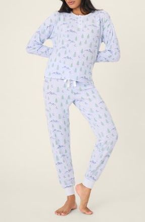 PJ Salvage Brushed Thermal Knit Pajamas in Periwinkle at Nordstrom Rack, Size Large