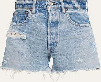 Moussy Vintage Ridgeme Distressed Denim Shorts