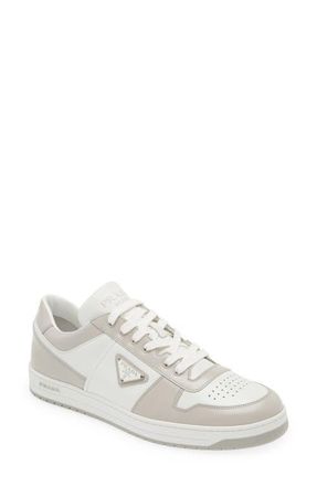 Prada Downtown Logo Low Top Sneaker in Bianco/Cristallo at Nordstrom, Size 8Us