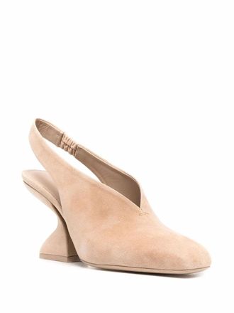 Ferragamo 100mm Sculpted-Heel Slingback Slingback Pump - Beige
