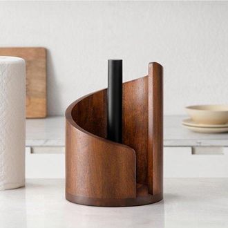 OEM Soporte Para Rollo De Cocina, Soporte De Madera Con Base, Organizador De Mesa Para Cocina Y Comedor Estructura Hierro, Marr&oacute;n, 15 X 10 X 10 Cm
