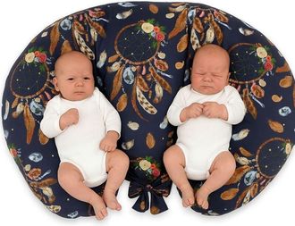 OEM Almohada De Lactancia Gemelar + Funda Extra&iacute;ble - Atrapasue&ntilde;os Azul Marino