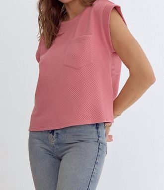 Entro Textured Top In Coral Pink