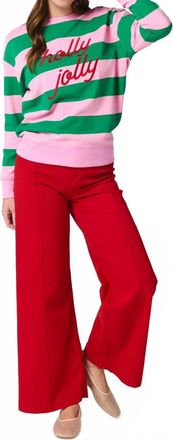 Shiraleah Holly Jolly Striped Classic Sweatshirt In Pink