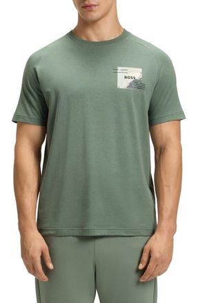 BOSS Stripe Zone Stretch Cotton Blend Graphic T-Shirt in Open Green at Nordstrom, Size Xx-Large